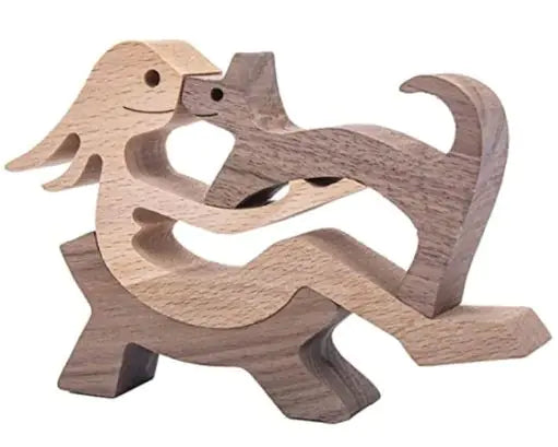 Wood Dog Sculpture Home Decoration