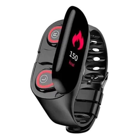 Smart Watch with Built-in TWS Wireless Bluetooth Earphone Blood Heart Rate Monitor