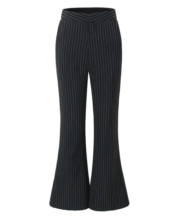 Retro Striped Vest & Bell-Bottom Pants Three-Piece Suit