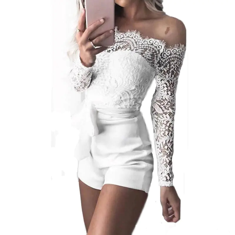 New Lace Off Shoulder Bodysuit Women