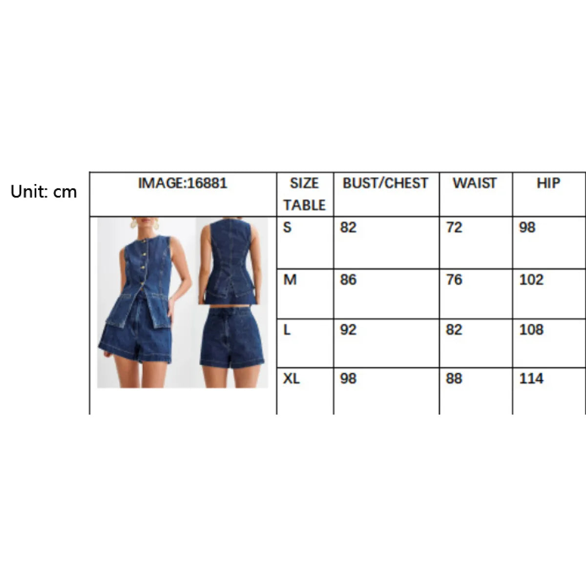 Denim Casual Sleeveless Women's Suit