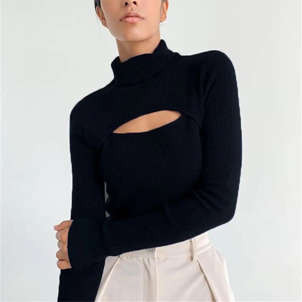 Women's Turtleneck Long Sleeve Vintage Pullover