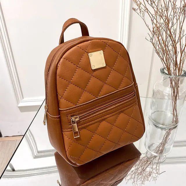 Mini Backpack For Women PU Leather Multifunction Crossbody Bag