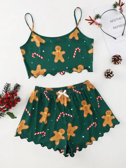 Ärmelloses Camisole-Oberteil mit weihnachtlichem Aufdruck