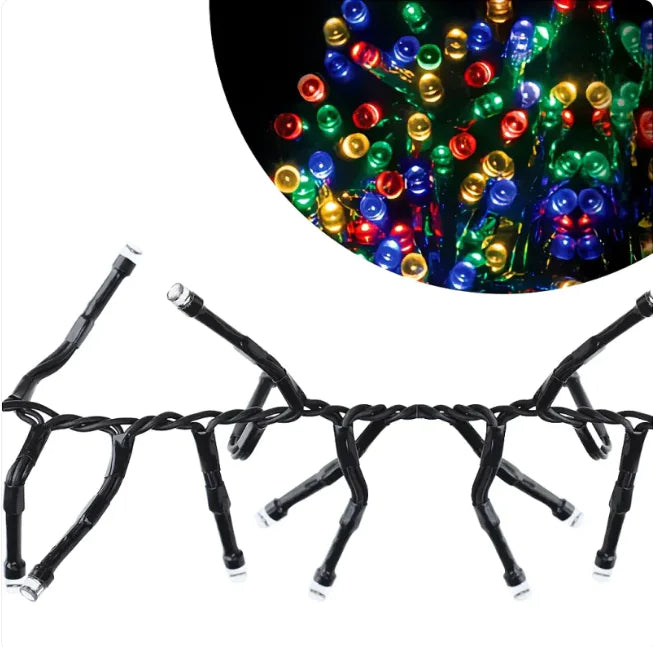 10M LED String Lights with 100 Flashing Bulbs & Black Wire