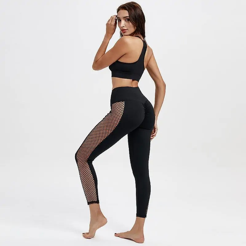 High Waisted Mesh Patchwork Workout Leggings