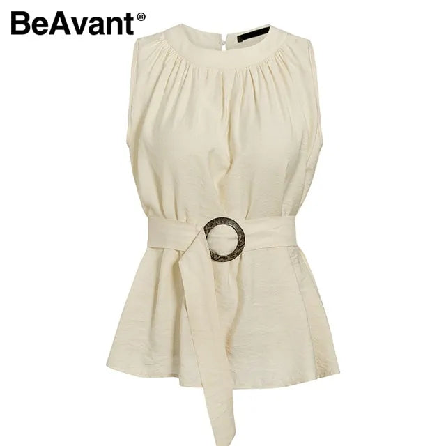 High Waist Belt Tie Fashion Camisole Tops