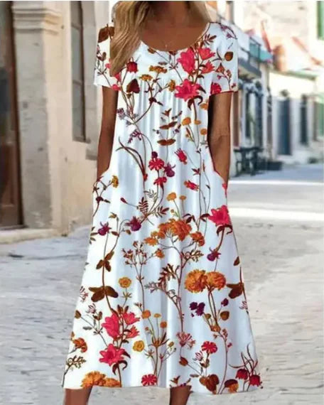 Flowy Bloom Loose-Fit Floral Maxi Dress