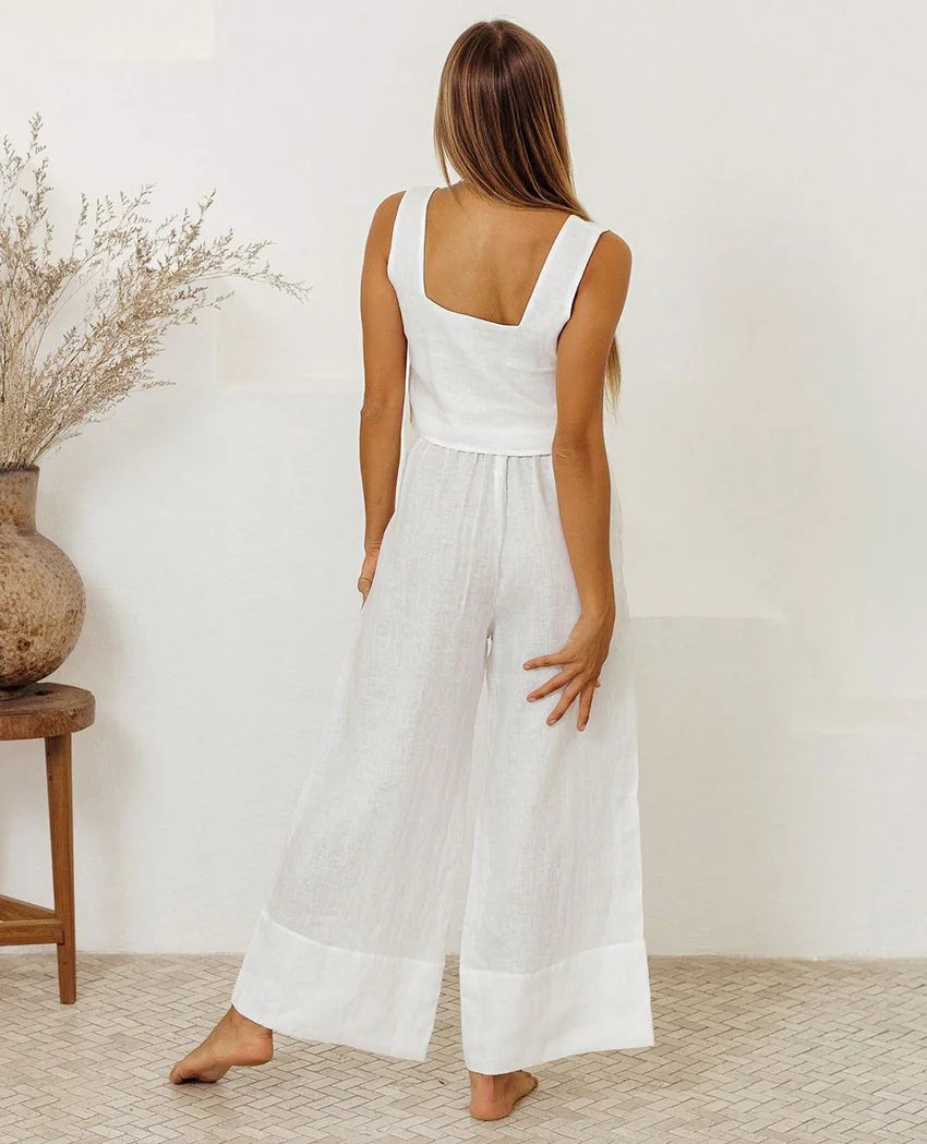 Cotton Linen Vest and Trousers Set