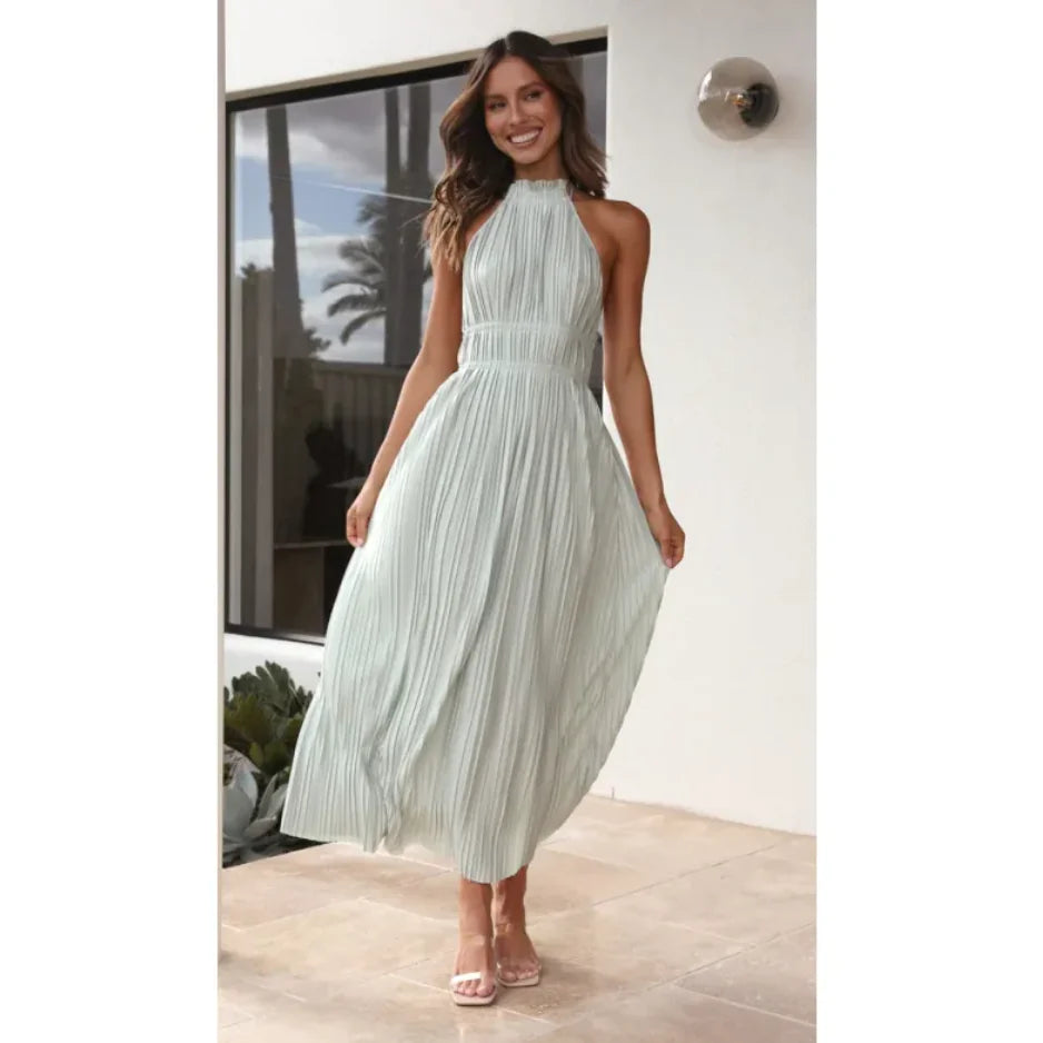 Off-Shoulder Backless Halter Dress