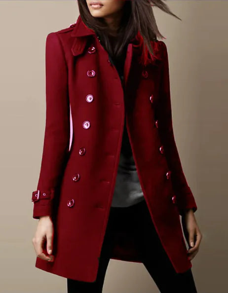 Ladies Spring Long Jacket Wool Trench Coat