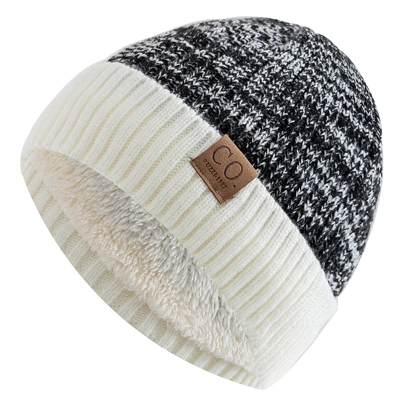 Unisex Two-Tone Winter Knitted Beanie