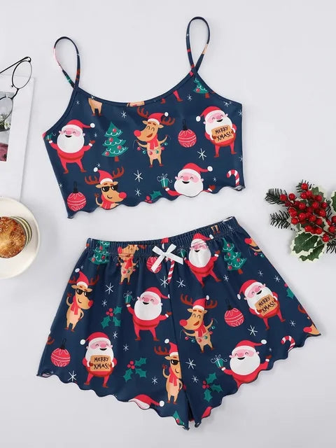 Ärmelloses Camisole-Oberteil mit weihnachtlichem Aufdruck