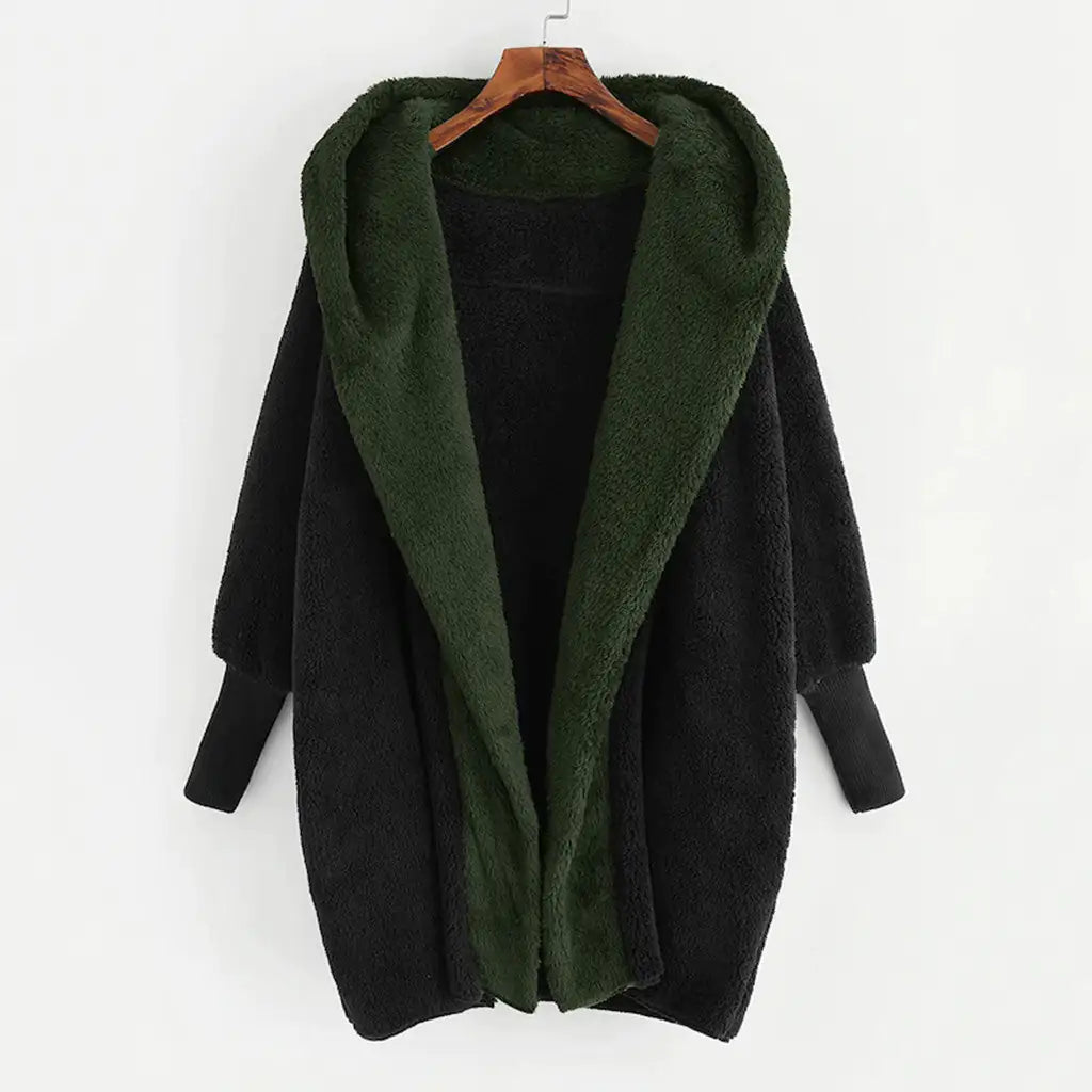 Double-Sided Velvet Hooded Loose Cardigan Coat