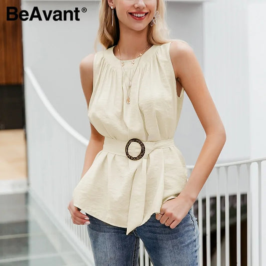 High Waist Belt Tie Fashion Camisole Tops