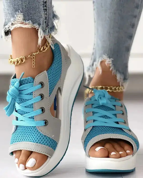 Women's Summer Open Toe Sneakers with Cut Out Design