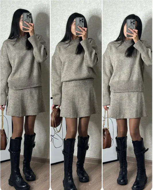 Women Knitwear Skirt Outfit