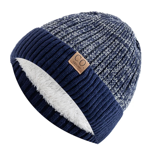 Unisex Two-Tone Winter Knitted Beanie