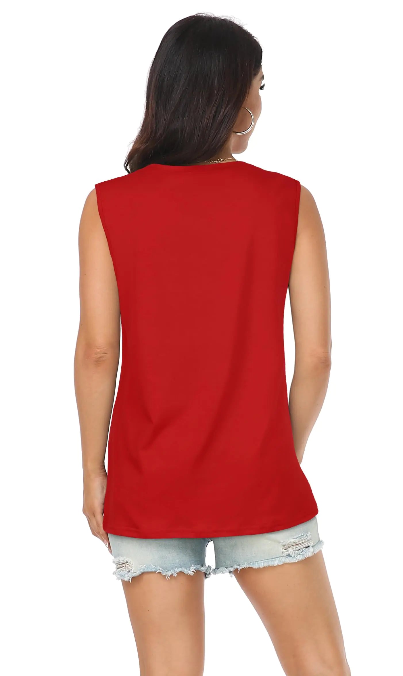 Damen Tank Tops Sommer T Shirts Ärmellos Casual Loose Tunika Blusen Klein Reines Rot