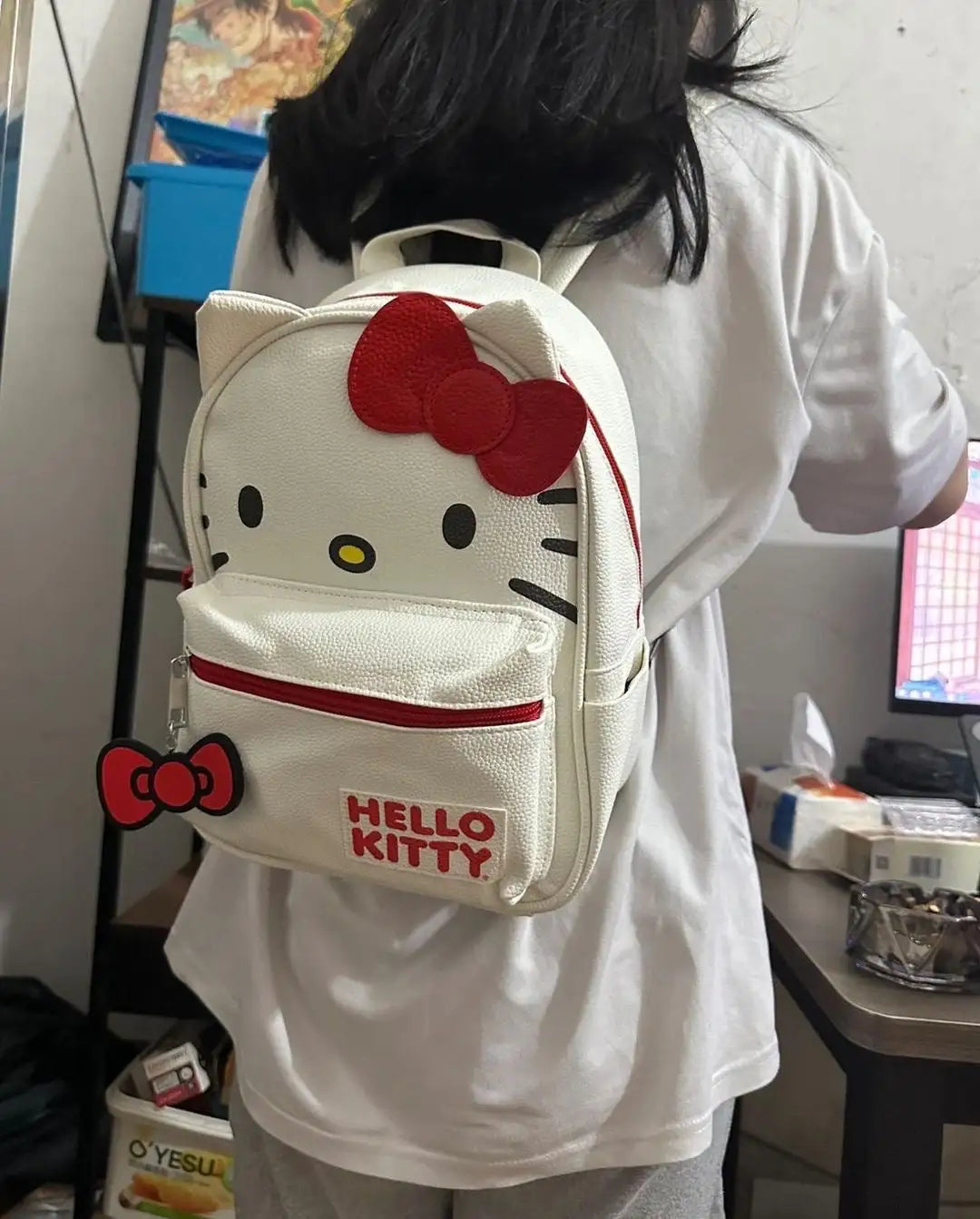 Red White Bow Hello Kitty Backpack Bag