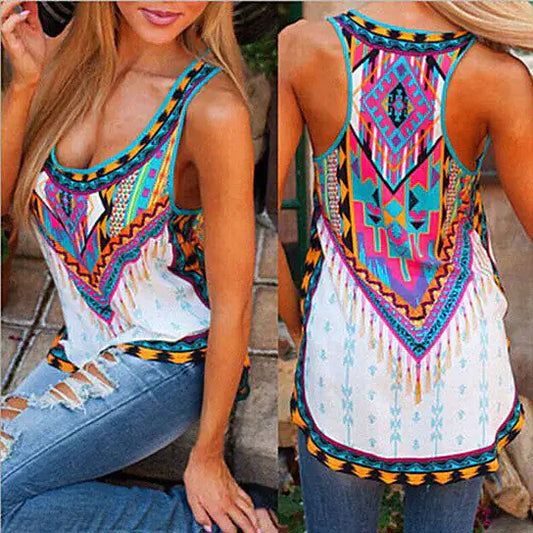 Azteca Tank Top In Colorful Vintage Print