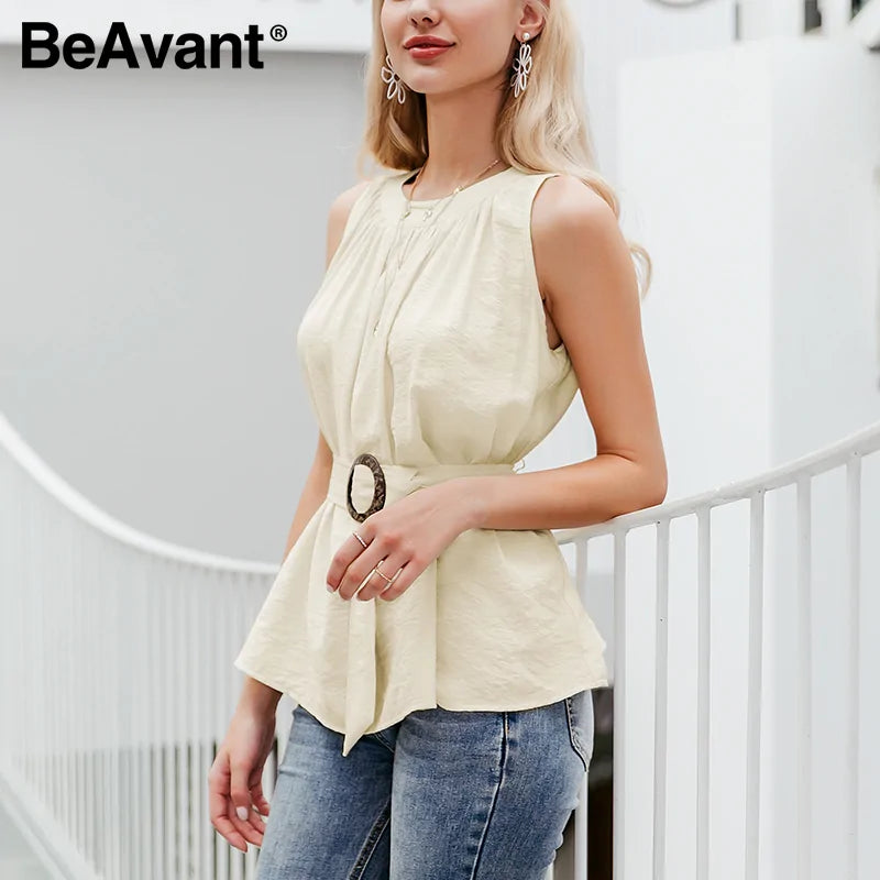 High Waist Belt Tie Fashion Camisole Tops