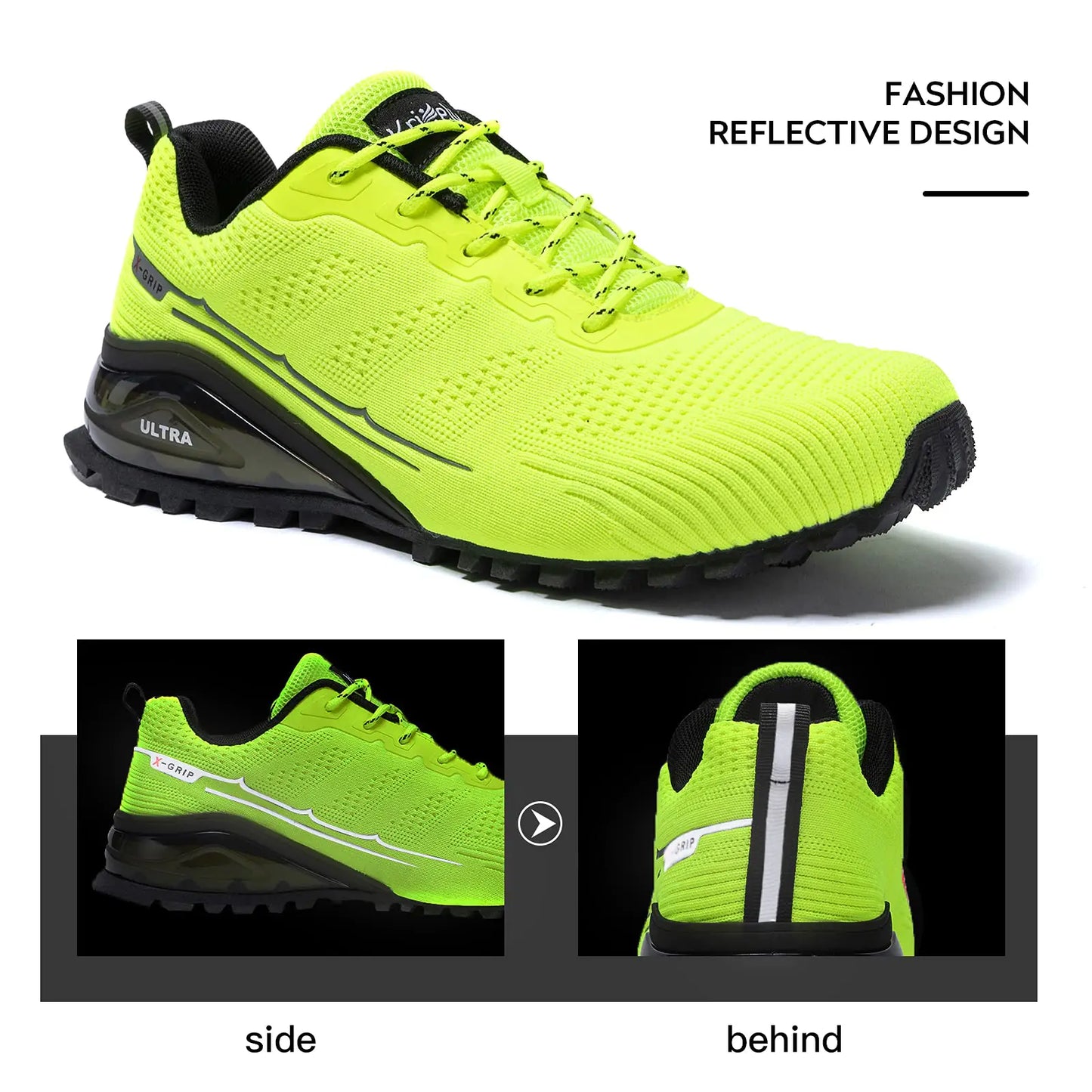 Kricely Herren Trailrunning-Schuhe, modische Walking- und Wander-Sneaker für Männer, Tennis- und Cross-Trainingsschuhe, Outdoor-Sneaker, lässige Workout-Schuhe für Herren, Größe 43, fluoreszierendes Grün