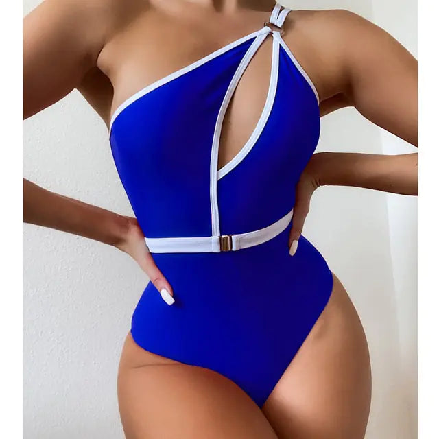 One Shoulder Hollow Out Swimwear