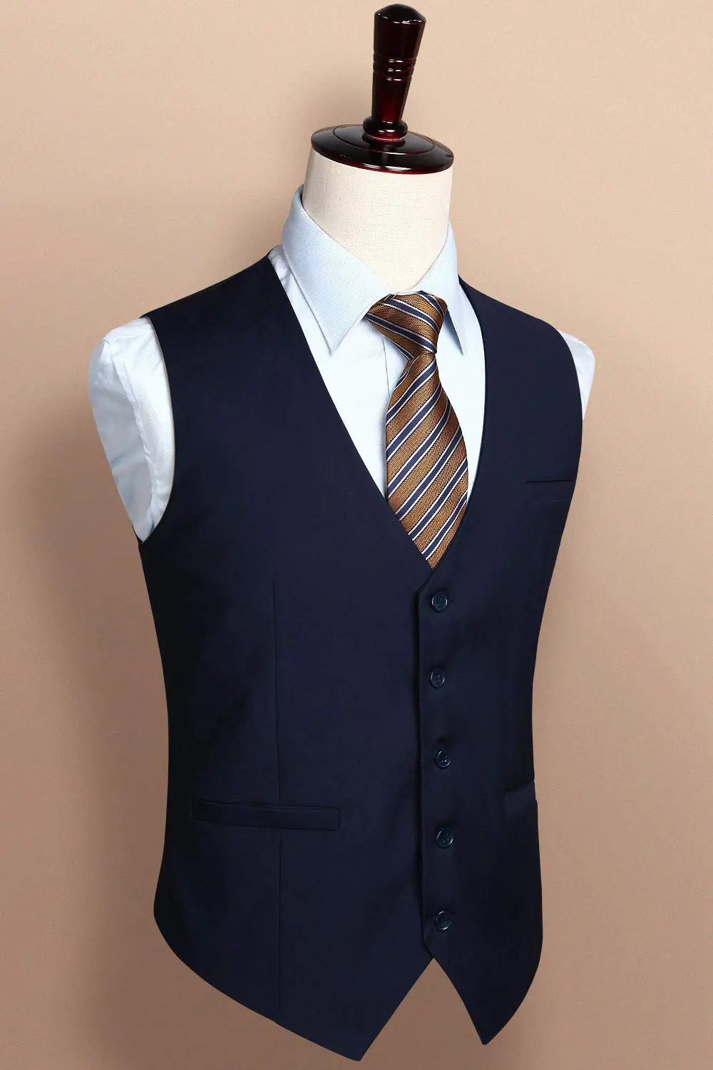 HISDERN Men's Suit Vest Business Formal Dress Waistcoat Vest with 3 Pockets for Suit or Tuxedo X-Small Navy Blue