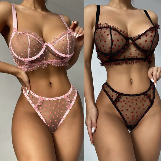 Damen Dessous Mesh Perspektive Spitze mit nahtlosem BH